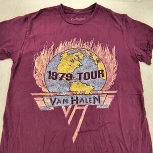 Van Halen Band Crew Neck Short Sleeve Shirt Adult Mens Size Small S Maroon